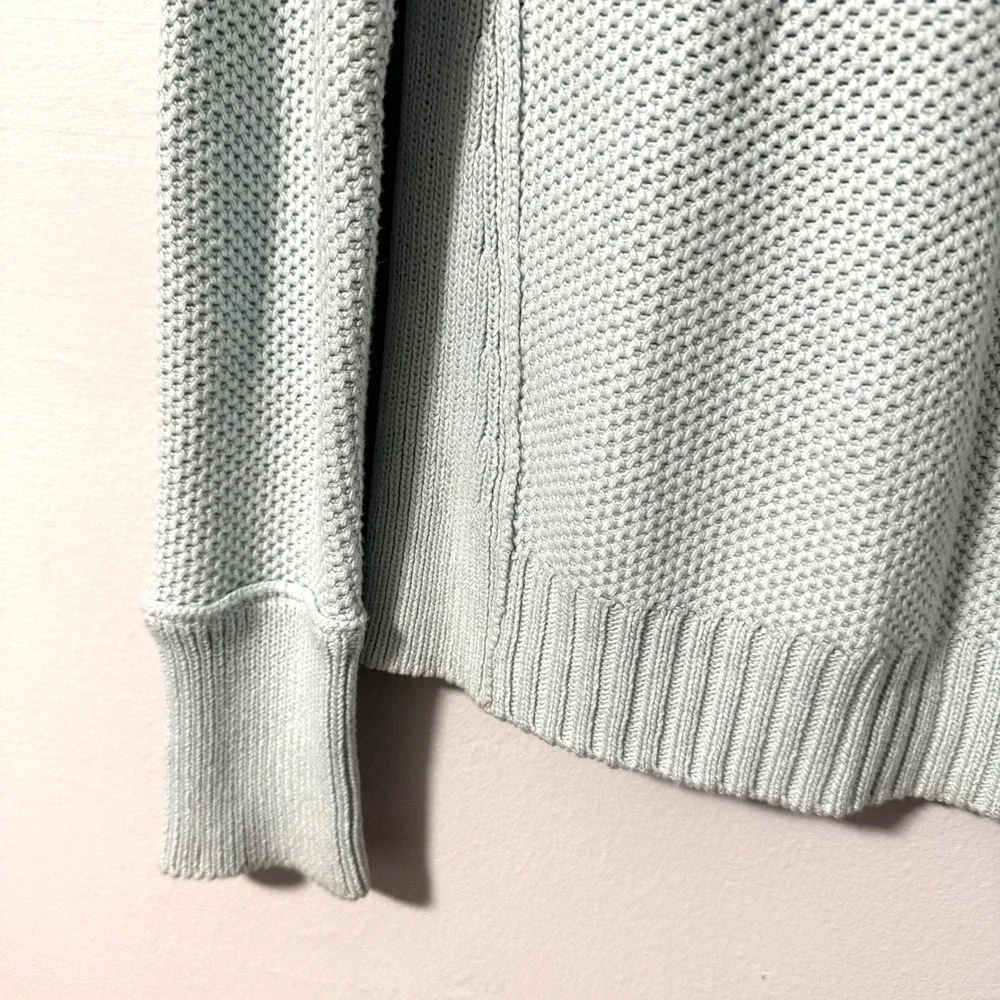 Tory Burch Crew Neck Waffle Knit Sweater Ice blue Raglan Sleeve Pullover Women M